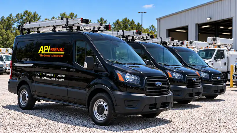 API Signal installation van at a fleet yard in Georgia