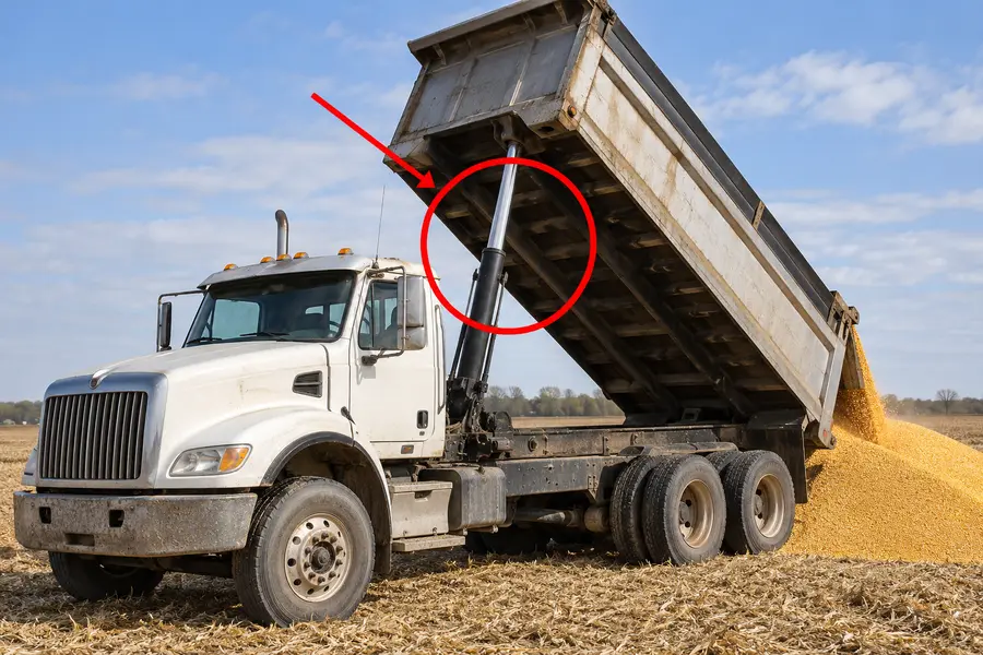 Illustration of farm hoist truck with the monitored part marked