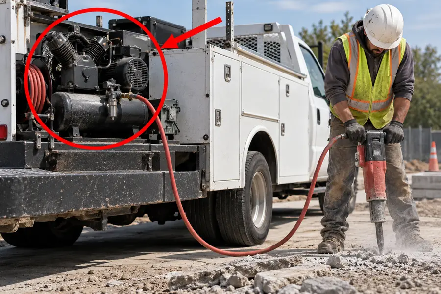 Illustration of air compressor with the monitored part marked