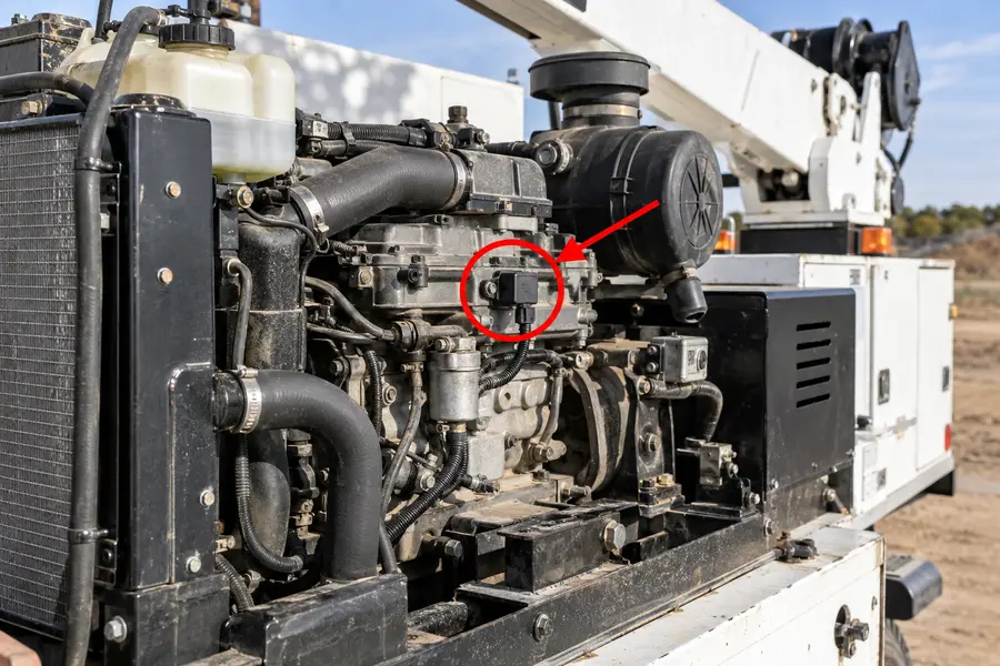 Illustration of auxiliary engine with the monitored part marked
