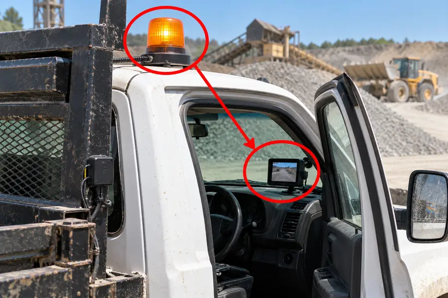 Illustration of beacon light with the monitored part marked