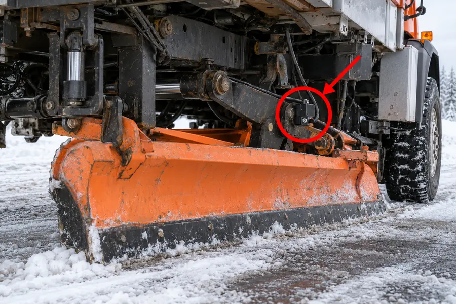Illustration of a belly plow with the monitored part marked