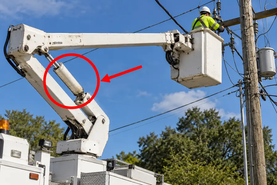 Illustration of bucket truck with the monitored part marked