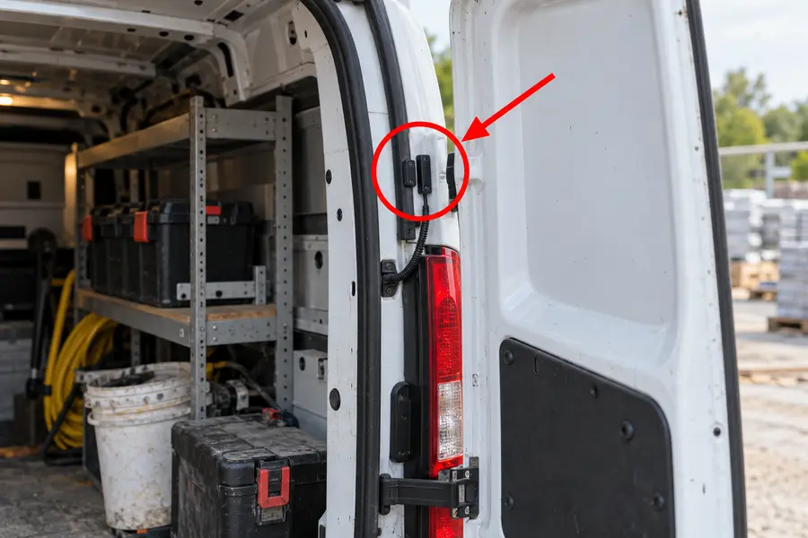 Illustration of cargo door sensor with the monitored part marked