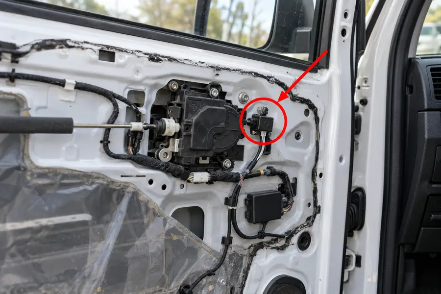 Illustration of door lock with the monitored part marked