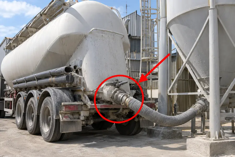Illustration of dry bulk tanker with the monitored part marked