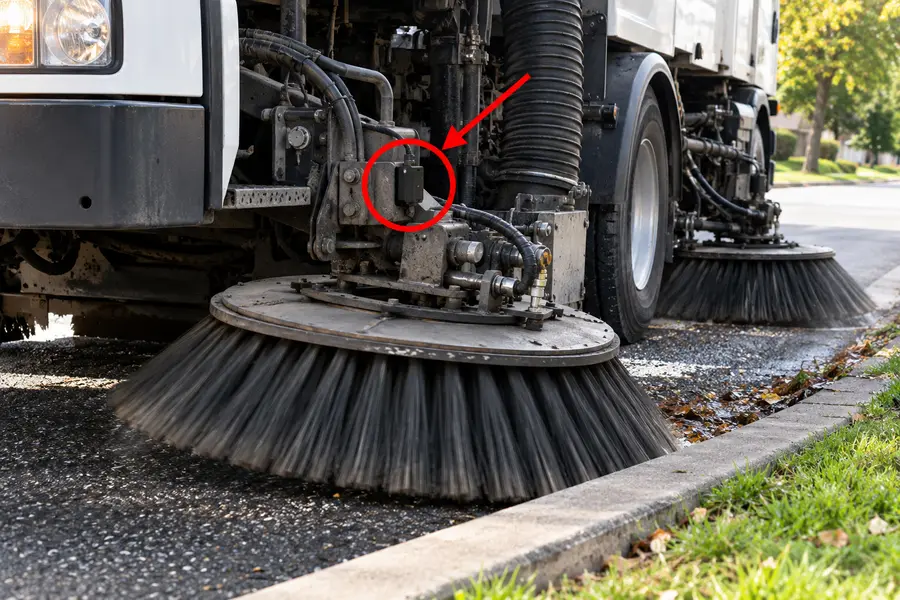 Illustration of gutter brooms with the monitored part marked