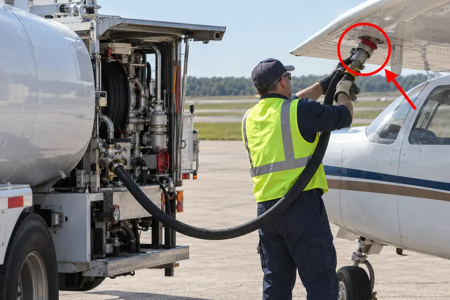 Illustration of jet refueler with the monitored part marked
