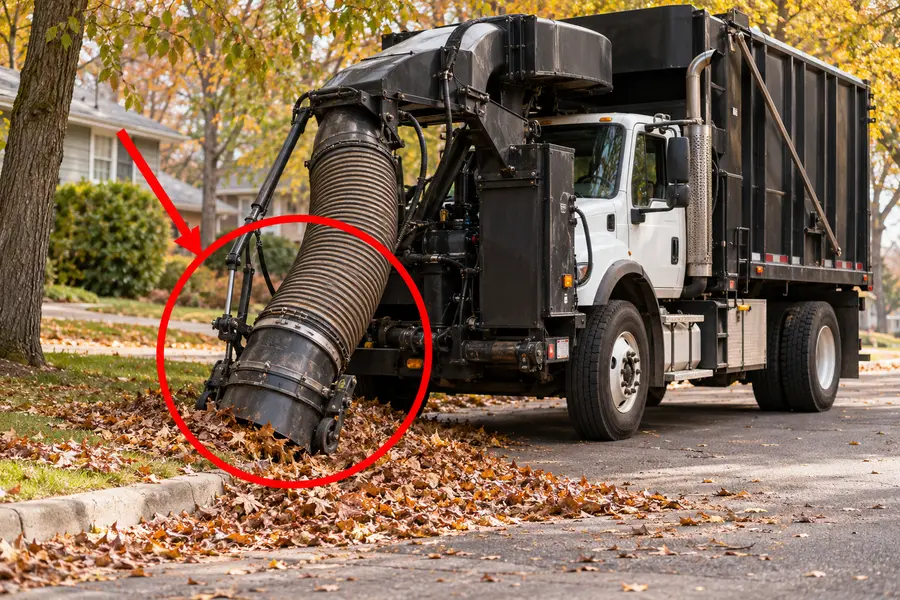 Illustration of leaf vacuum truck with the monitored part marked