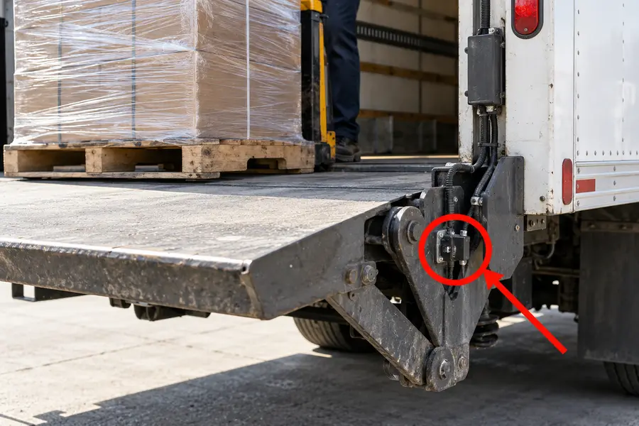 Illustration of liftgate with the monitored part marked