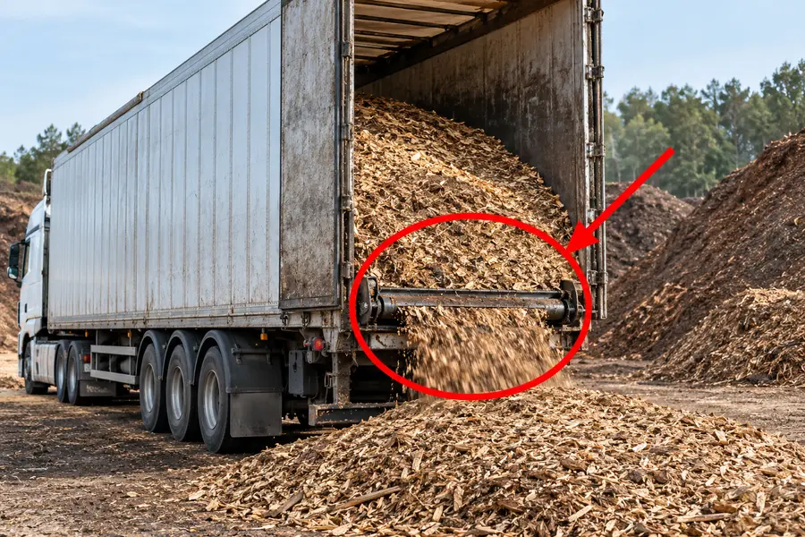 Illustration of live floor trailer with the monitored part marked