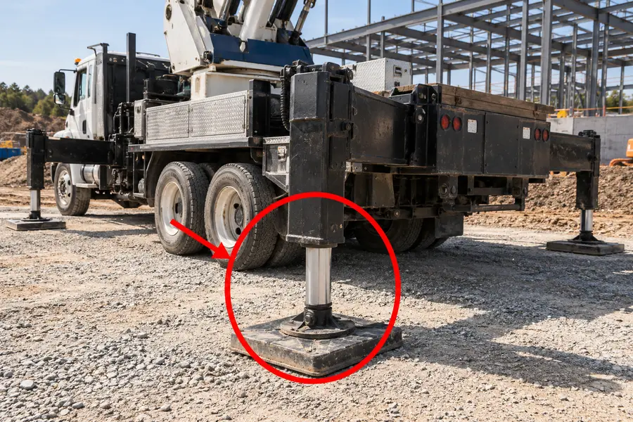 Illustration of outriggers with the monitored part marked