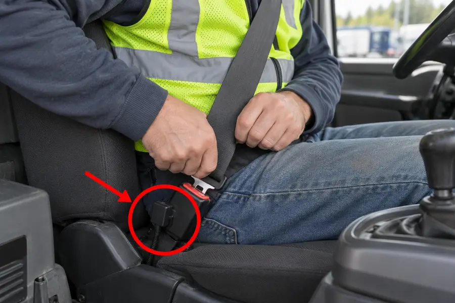 Illustration of seat belt sensor with the monitored part marked