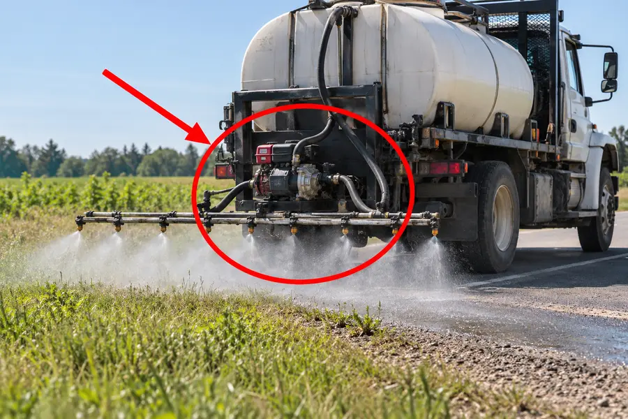 Illustration of sprayer truck with the monitored part marked