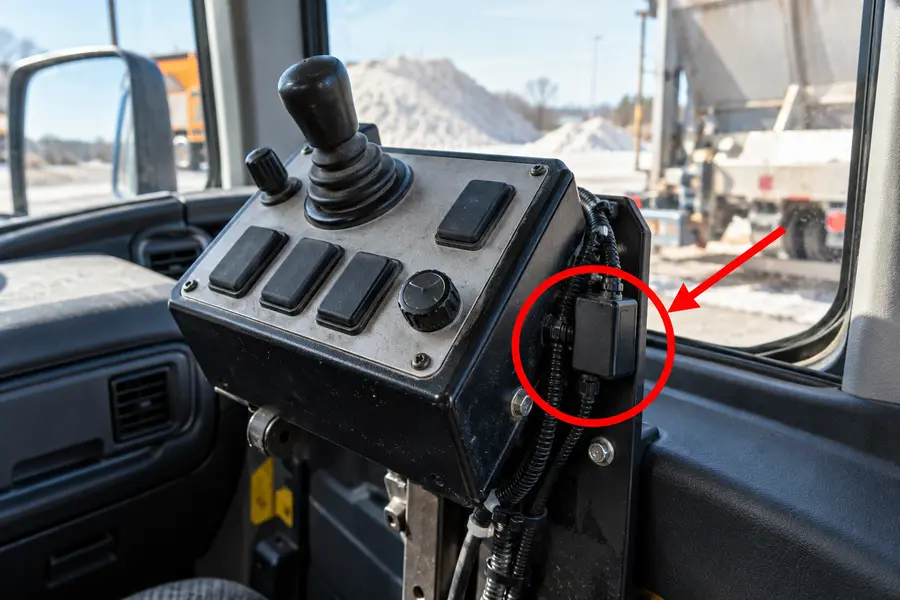 Illustration of a spreader controller with the monitored part marked