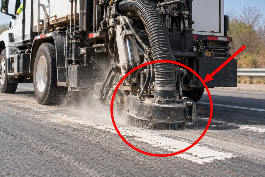Illustration of stripe removal truck with the monitored part marked