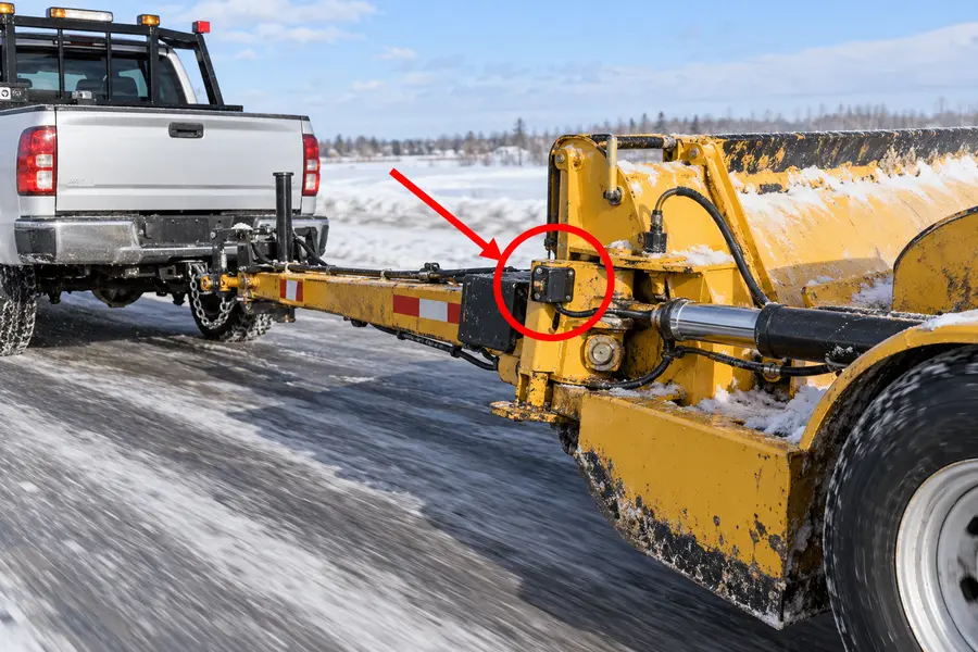 Illustration of a tow plow with the monitored part marked