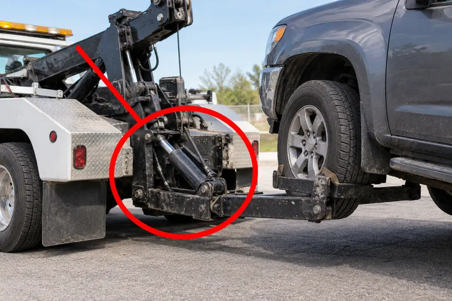 Illustration of wrecker with the monitored part marked