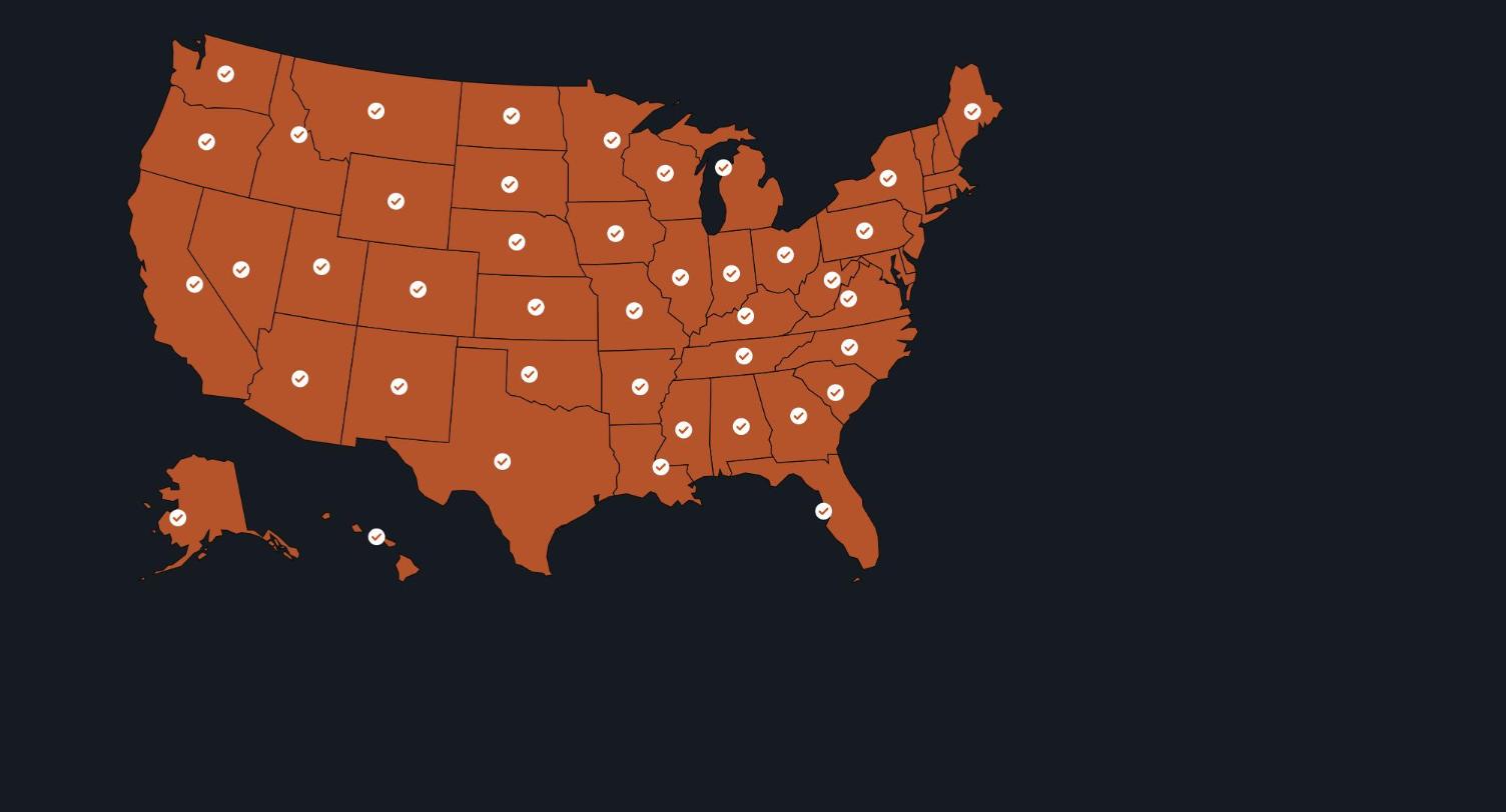 Map of the United States showing API Signal install coverage