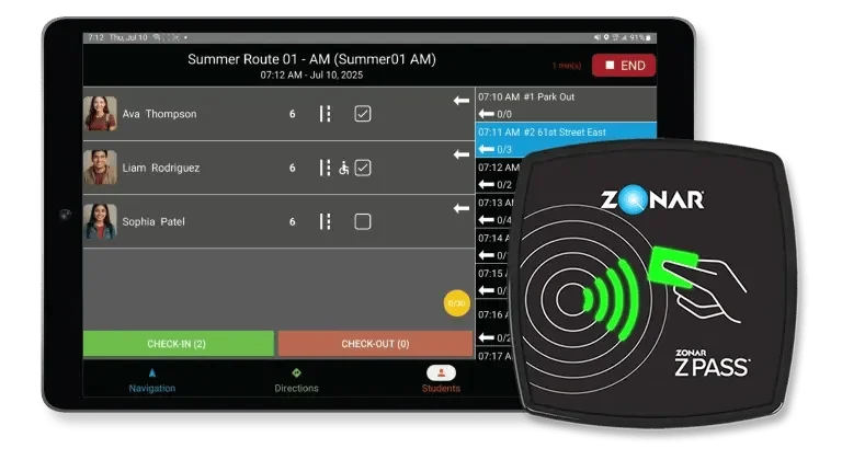Zonar Z Pass rider card and reader